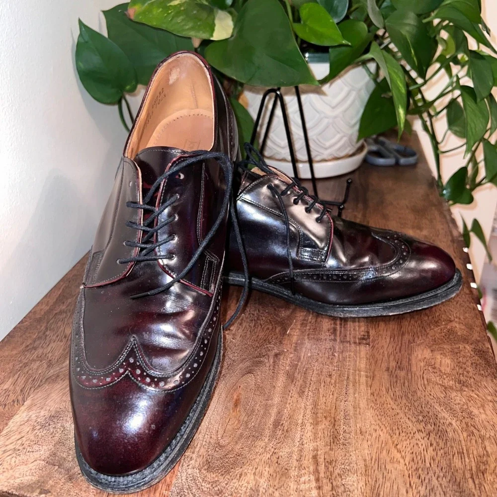 Johnston & Murphy Optima Wingtip Oxford Dress Shoes Leather Burgundy Size‎ 7.5